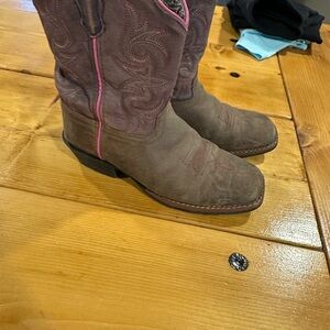 Kids Brown and Pink Boots